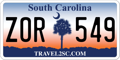 SC license plate ZOR549
