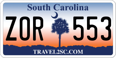 SC license plate ZOR553