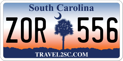 SC license plate ZOR556