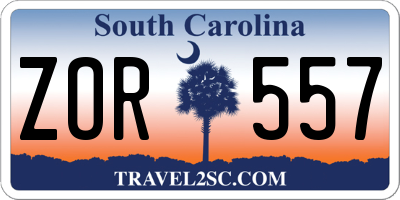 SC license plate ZOR557