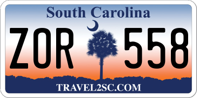 SC license plate ZOR558