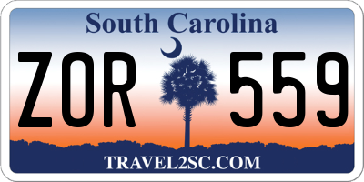 SC license plate ZOR559