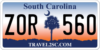 SC license plate ZOR560
