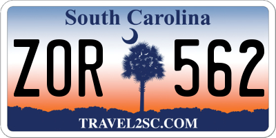 SC license plate ZOR562