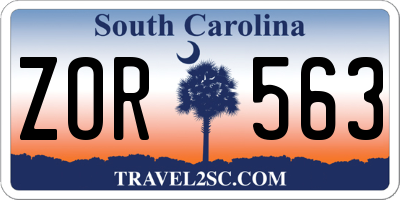SC license plate ZOR563
