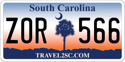 SC license plate ZOR566