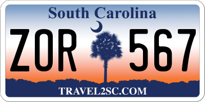 SC license plate ZOR567