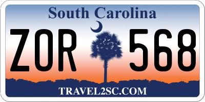 SC license plate ZOR568