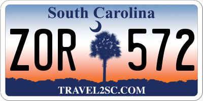 SC license plate ZOR572