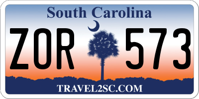 SC license plate ZOR573