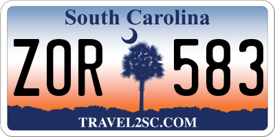 SC license plate ZOR583