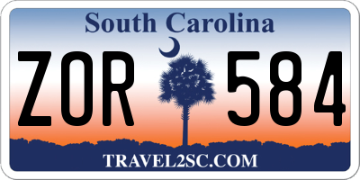 SC license plate ZOR584