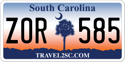 SC license plate ZOR585