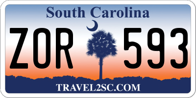 SC license plate ZOR593
