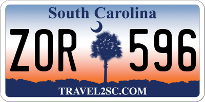 SC license plate ZOR596