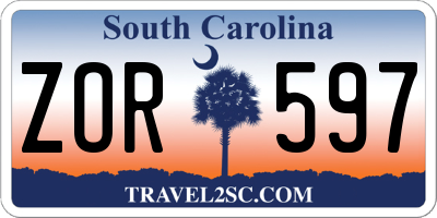 SC license plate ZOR597