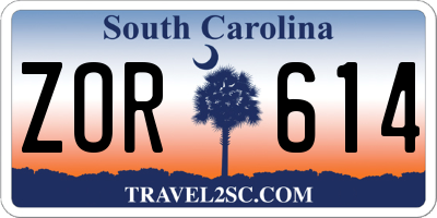 SC license plate ZOR614