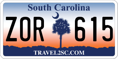 SC license plate ZOR615