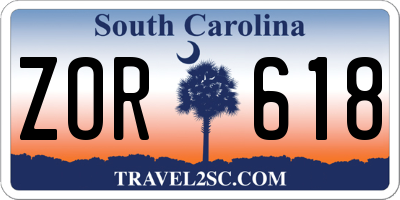 SC license plate ZOR618