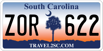 SC license plate ZOR622