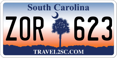 SC license plate ZOR623