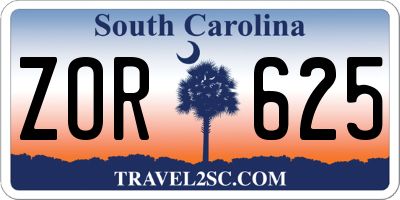SC license plate ZOR625
