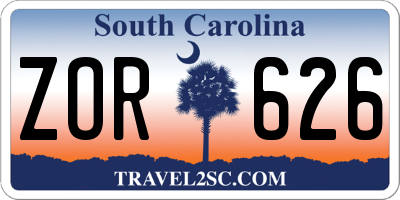 SC license plate ZOR626