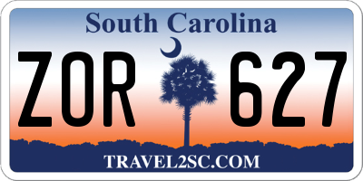 SC license plate ZOR627