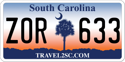 SC license plate ZOR633