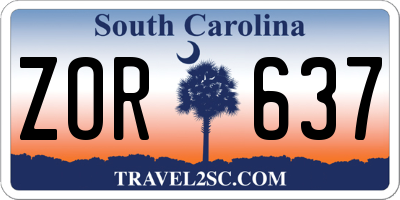 SC license plate ZOR637