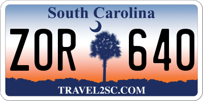 SC license plate ZOR640