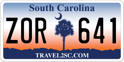 SC license plate ZOR641