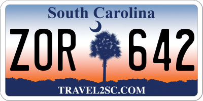 SC license plate ZOR642