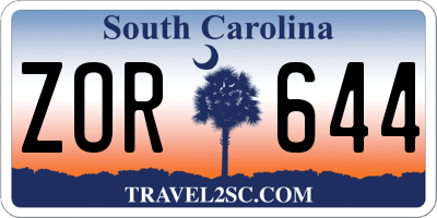 SC license plate ZOR644