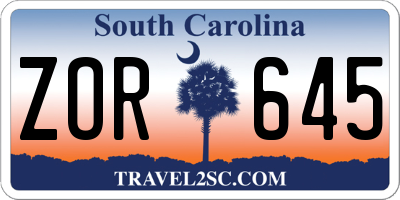SC license plate ZOR645