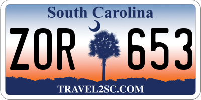 SC license plate ZOR653