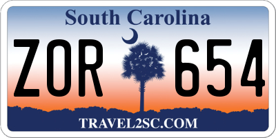 SC license plate ZOR654