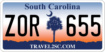SC license plate ZOR655