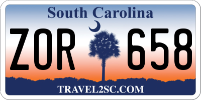 SC license plate ZOR658