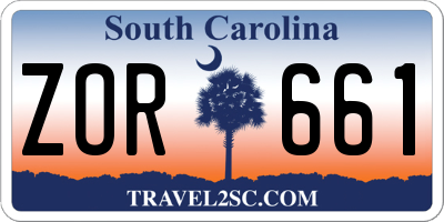 SC license plate ZOR661