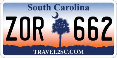 SC license plate ZOR662