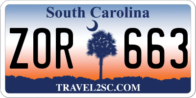 SC license plate ZOR663