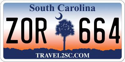 SC license plate ZOR664