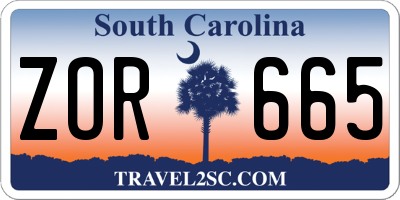 SC license plate ZOR665
