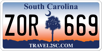 SC license plate ZOR669
