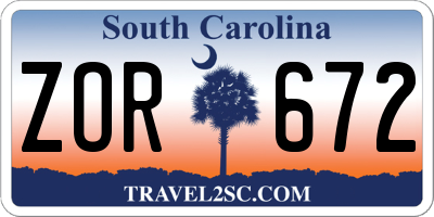 SC license plate ZOR672