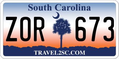 SC license plate ZOR673