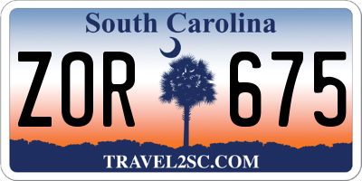 SC license plate ZOR675