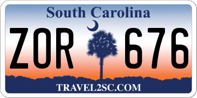 SC license plate ZOR676
