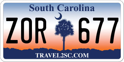 SC license plate ZOR677